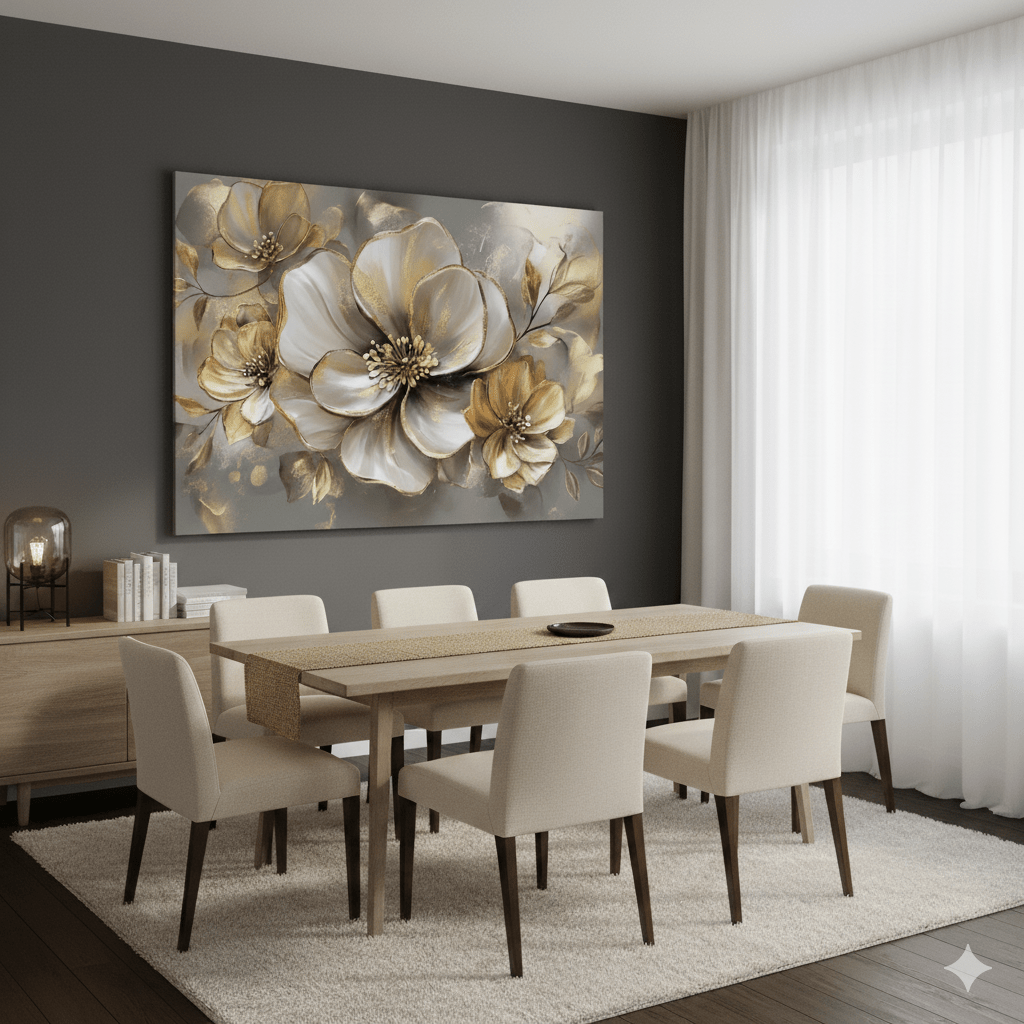 Luxury Floral Canvas – Oversized Blossom Wall Art for Living Room and Home Décor
