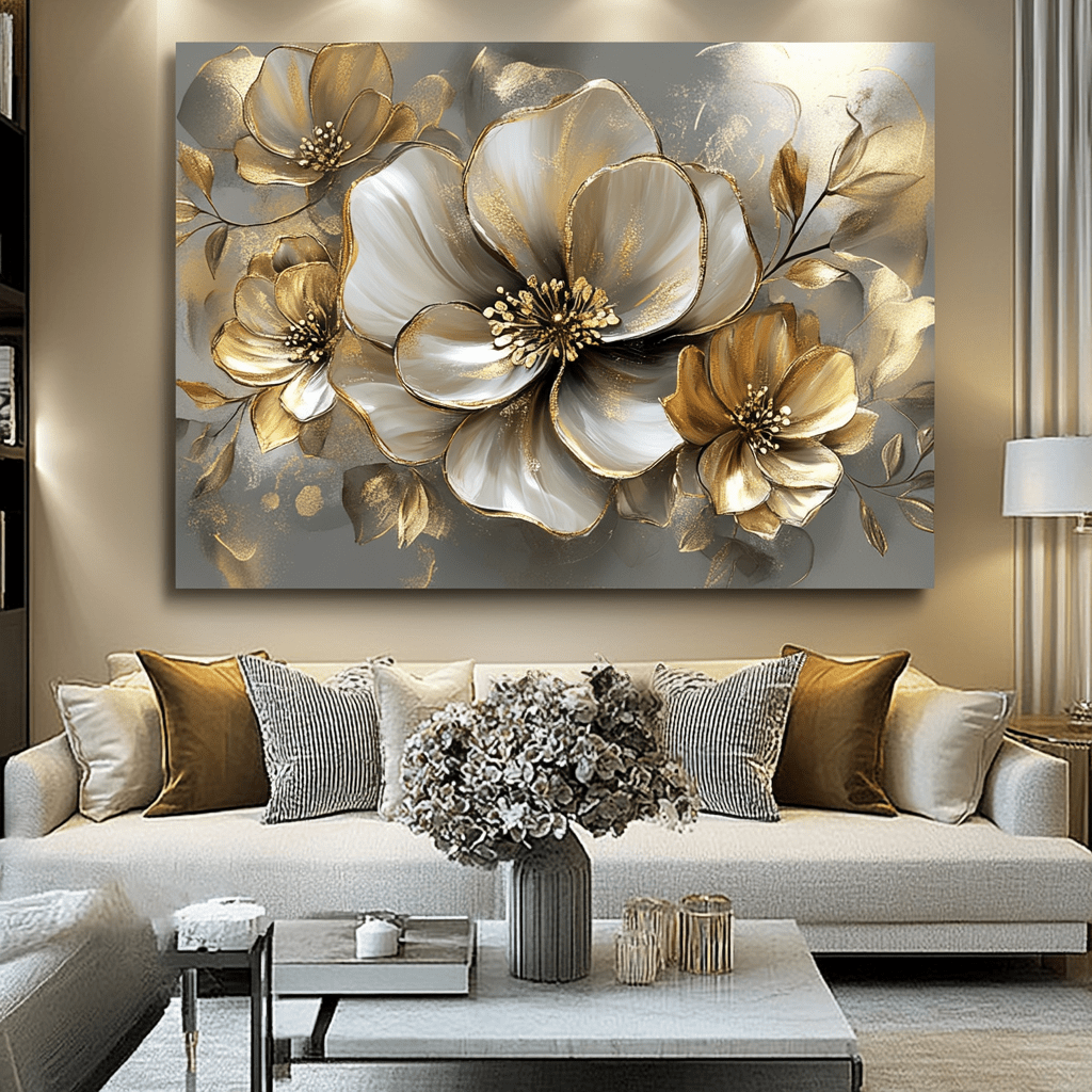 Luxury Floral Canvas – Oversized Blossom Wall Art for Living Room and Home Décor