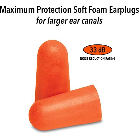 Macks Maximum Protection Foam Earplugs (NRR 33 | Bottle of 40 pairs)