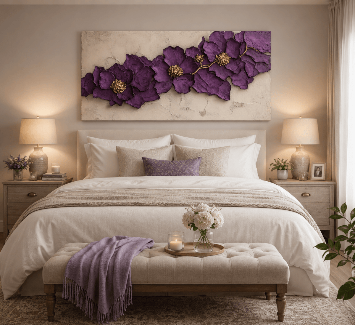 Modern Floral Wall Art – Oversized Blossom Canvas for Home and Bedroom Decor