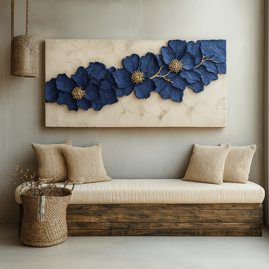 Modern Floral Wall Art – Oversized Blossom Canvas for Home and Bedroom Decor