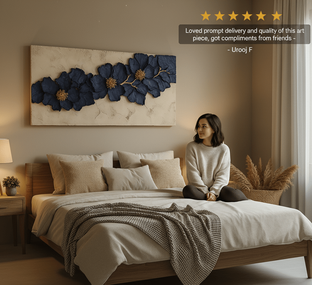Modern Floral Wall Art – Oversized Blossom Canvas for Home and Bedroom Decor