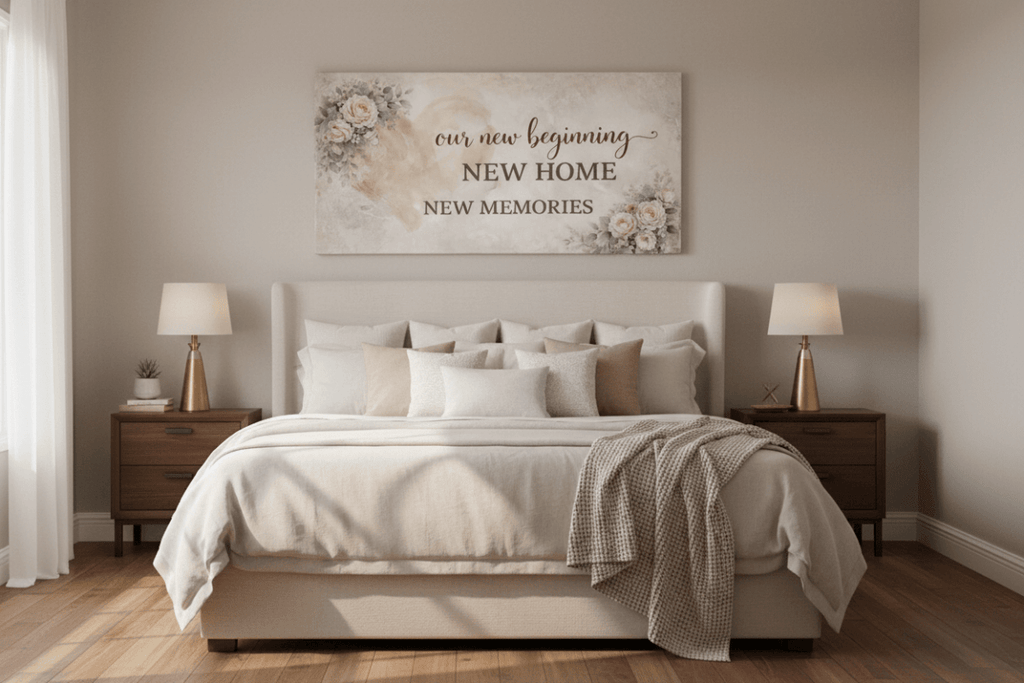 Our New Beginning New Home Wall Art - Large Floral Heart Canvas for Living Room