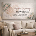 Our New Beginning New Home Wall Art - Large Floral Heart Canvas for Living Room