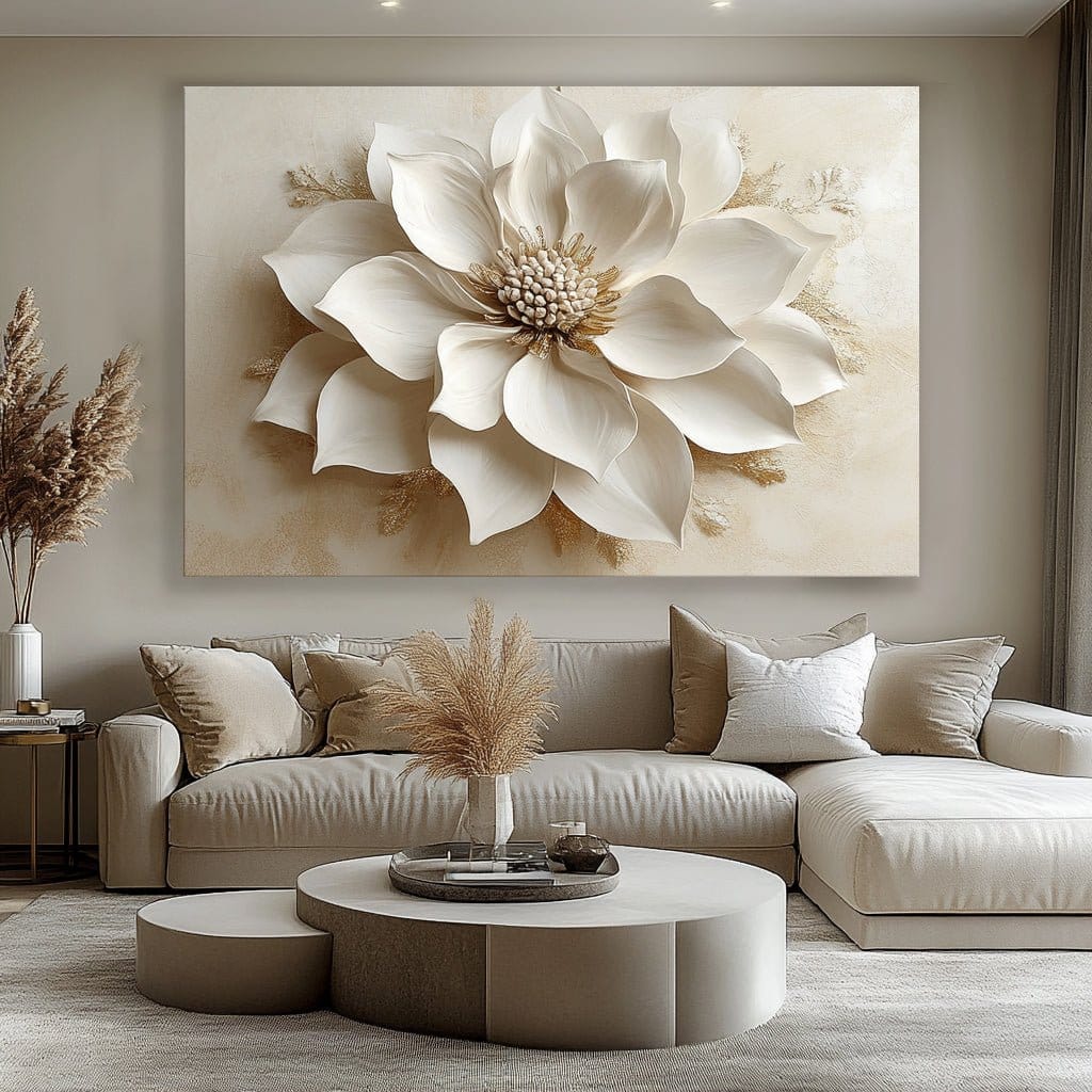 Oversized Blossom Canvas – Modern Floral Wall Art for Living Room and Home Décor
