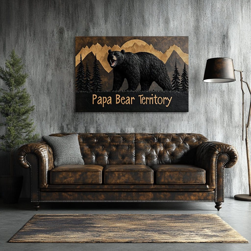 Papa Bear Territory – Rustic Family Canvas Wall Art