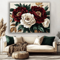 Romantic Flower Wall Art – Oversized Canvas for Bedroom and Living Room Decor
