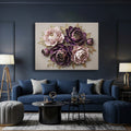Royal Bloom Elegance Wall Art – Luxurious Peony Canvas in Deep Purple & Gold