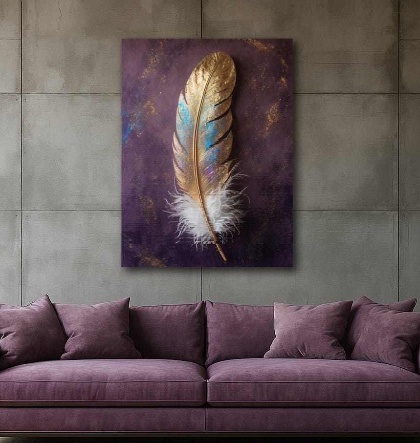 Royal Plum Feather Elegant Flat Canvas Print