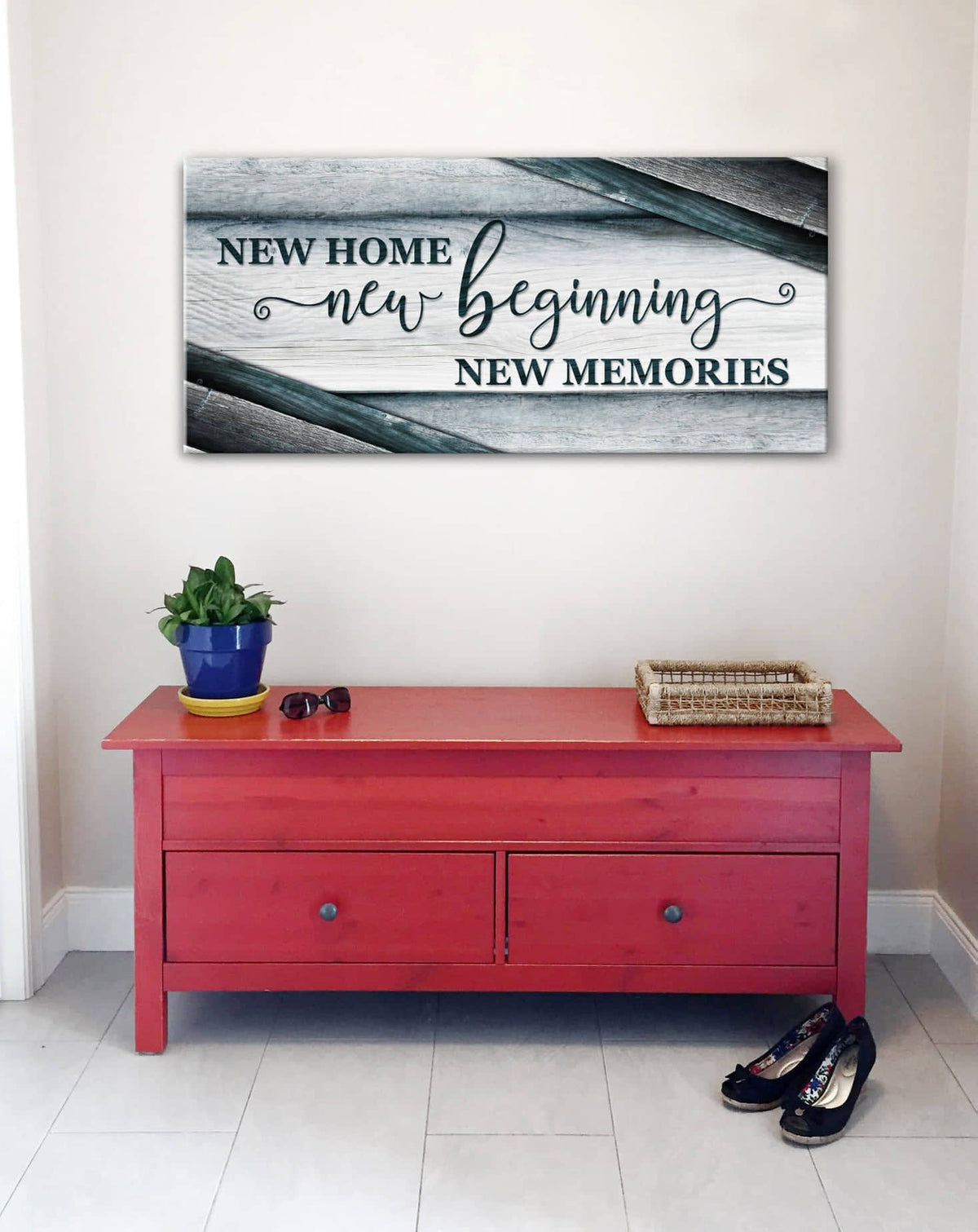 Rustic Farmhouse Wall Art – New Home New Beginning Canvas