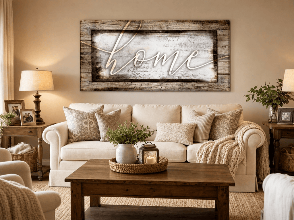 Rustic Home Canvas – Farmhouse Style Wall Decor for Living Room and Kitchen